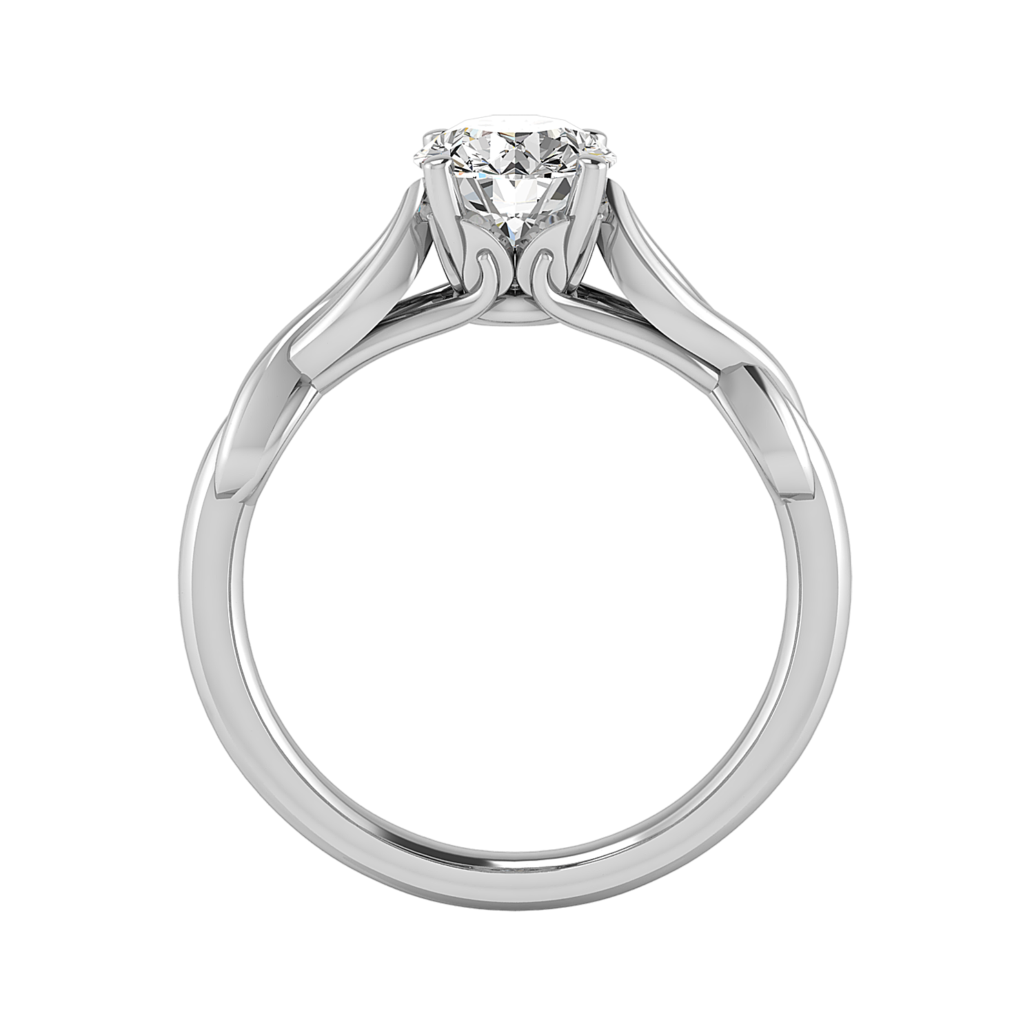 Mia Twisted Plain band 4 prong Solitaire